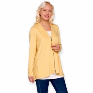 LOGO By Lori Goldstein Zip Up Lace Cardigan